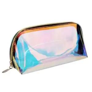 화장품 투명 정리 레인보우 메이크업 파우치 휴대용 반원형