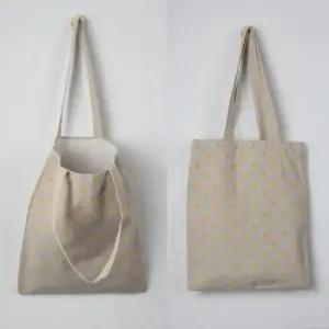 에코백 린넨 소재 꽃무늬 옐로우 숄더백 여성 가벼운 캔버스 패션 데일리