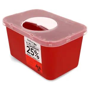 오크리지 제품 가정용 및 전문가용 대형 샤프 용기 1갤런(1팩) 생물학적 위험 바늘 주사기 폐기 회전 뚜껑