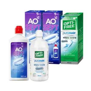 옵티프리 렌즈세척액 에이오셉 360ml 2개 + 퓨어모이스트 300ml 1개