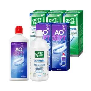 옵티프리 렌즈세척액 에이오셉 360ml 2개 + 퓨어모이스트 300ml 3개