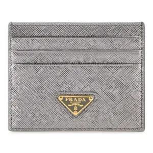 트라이앵귤러 로고 플라크 사피아노 가죽 카드 지갑 1MC025QHH F0135