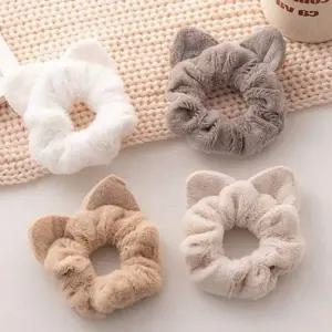 빅사이즈 고양이 귀 곱창밴드 귀여운 털 곱창밴드 헤어 액세서리