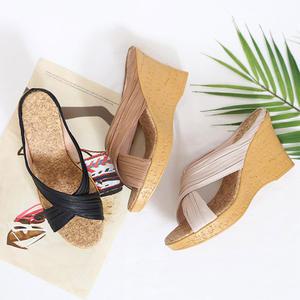 SHH_상도 엑스(상) 웨지 슬리퍼 9.5cm/사무실 실내화 실내 통굽 쿠션 가보시