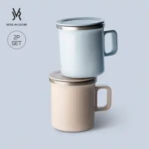 JVR (2P 1SET) 모노 머그 360ml 뚜껑머그컵 머그잔 커피잔