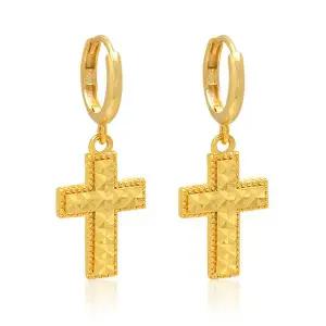 [골드모아]순금 십자가 귀걸이 3.75g 24K [샤인 컷팅]