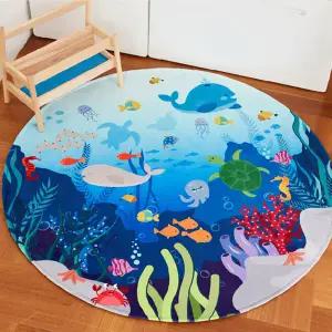 DTP 바다탐험 원형러그 150 유아동 자동차 도로 놀이 매트 카페트