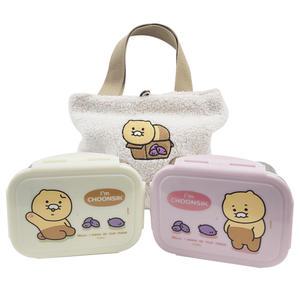 카카오프렌즈 춘식이 뽀글이가방 2단 스텐도시락 세트 남편 직장인 유치원 초등학생 소풍 도시락통