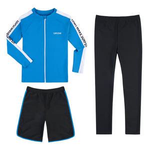 어린이 초등 중등 주니어 남아 수영복 긴팔 상의 반바지 레깅스 3종 세트 81 블루 래쉬가드