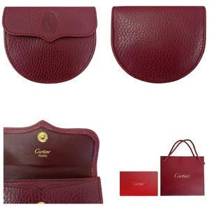 전시품 까르띠에 카드 동전 지갑 코인 케이스 레드 카르티에