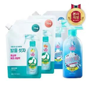[엘지생활건강]온더바디 코튼풋 발을씻자 풋샴푸 쿨링 510ml 1개 + 리필 500ml 3개(쿨링+레몬+자몽)
