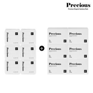 프레셔스 프리미엄 유기농 팬티라이너(롱) 6팩+생리대 6팩