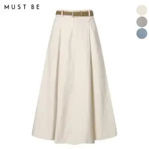 [머스트비] 스카치 벨트세트 플레어 롱스커트