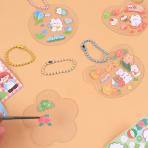 모양 PET 키링 세트 만들기 동물 컬러 군번줄 가방 액세서리 열쇠고리 키홀더 스티커