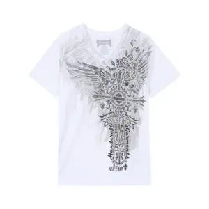 [버커루] 여성) 40수 싱글 빈티지 십자가 V넥 반팔 티셔츠 (B252TS693P)