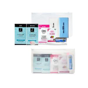 여행용 세면도구세트 파우치 7종 100세트 일회용 엘라스틴 샴푸 칫솔 가방