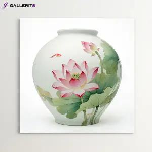 [갤러리츠] 연꽃 달항아리 물고기 그림 돈들어오는 풍수 거실 액자 가게오픈선물