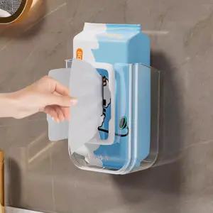 벽부착 물티슈 거치대 무타공 케이스 투명 화장실 욕실 주방 업소용 위생 수납함