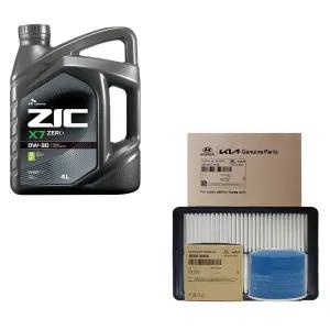 LF소나타 뉴라이즈 하이브리드 지크 X7 제로 0W30 4L 엔진오일 순정 필터 세트