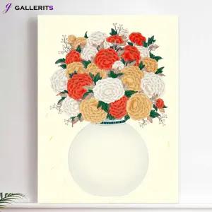 [갤러리츠] 부귀 달항아리 액자 거실 돈들어오는 꽃 그림 모란꽃 목단꽃