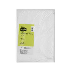 코멕스 다용도 분리배출봉투 60L 평판 투명 100매 비닐 봉지 재활용 분리수거 쓰레기 봉투