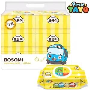 보솜이 아기물티슈 13무 안심 타요 캡형 60매 6입