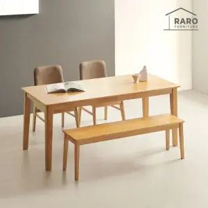 라로퍼니처 린디 1700 고무나무 원목 6인 식탁 세트 식탁+의자2+벤치1)