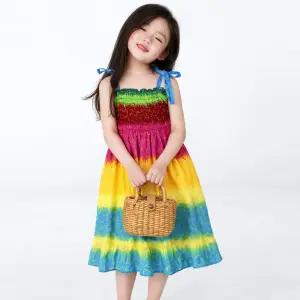 키즈 스모크 끈나시 여름 원피스 여아 비치룩 아동 민소매 롱 쉬폰 드레스 유아 휴가룩
