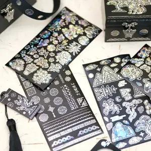 [오피스스쿨] 토단(TD) 전통 무늬와 민화 홀로그램 자개 스티커 4종세트 / 전통소품 꾸미기재료 외국인선물