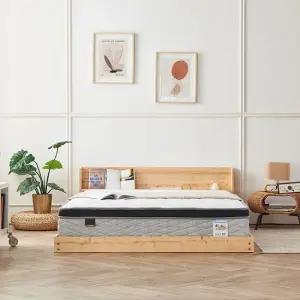 네오 리브 편백 원목 저상형 LED 침대프레임 PVC깔판 Q NES1798