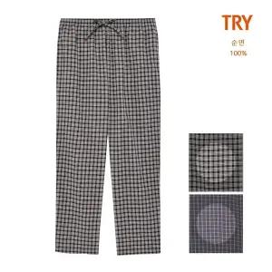홈란쥬 트라이 남성 순면 40수 사계절 선염 파자마 잠옷 바지 K02