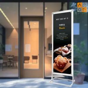 국산 단면 양면 겸용 화이트 아이언 배너 60x180cm 철제배너 병원 포럼 홍보