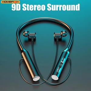 9D 블루투스 이어폰 무선 헤드폰 마그네틱 스포츠 넥밴드 넥걸이형 무선 블루투스 헤드셋 마이크