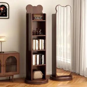 곰돌이 회전식 수납 월넛 소품수납 캐비닛 전신거울 다용도 호두색 이동식