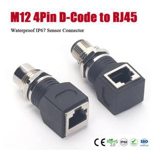 산업용 타입 RJ45 커넥터 M12 방수 IP67 어댑터 코드 센서 이더넷 플러그