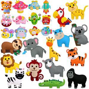 숲속 동물 공예 키트 어린이 DIY 공예 바느질 숲속 동물 펠트 인형 소녀 교육용 초보자 미술 바느질 세트