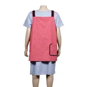체크 웨이빙 포켓형 지퍼 수납 앞치마 실속형