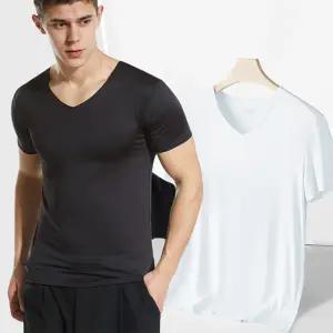 빅사이즈 남성 브이넥 반팔티 에어쿨 냉감 무봉제 운동용