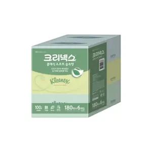 크리넥스 숲속향 각티슈 180매x6갑입/천연펄프/거실/화장대/미용/사각/집들이/이사/선물/휴지/화장지/향기