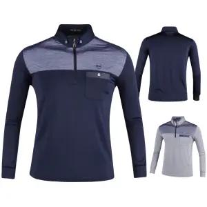 편한 혼방 배색 남자 반집업 골프긴팔티 봄가을 중년 사십대 상의 봄