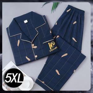 순면 잠옷 롱팔 루즈핏 홈웨어 세트 남성용 봄 가을 스타일 캐주얼 편안한 대형 사이즈