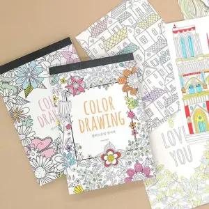 핑크풋 컬러드로잉 엽서북 컬러링북 색칠공부 색칠공부 컬러드로잉북