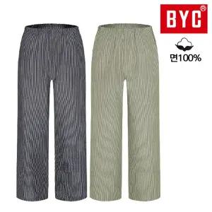 BYC NCG1194 스트라이프 면선염 남녀공용9부파자마 커플잠옷바지