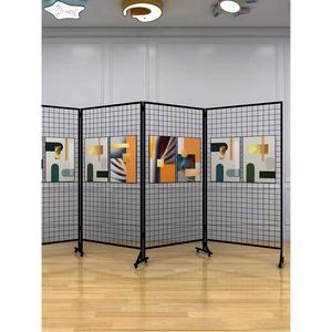 사진 그림 작품전시대 이동식 메모 30x30 작품전시랙 블랙 미술관 거치대 철망 가벽