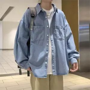 남자 청 데님 셔츠 유니클로데님셔츠같이 세련된 청남방 남방 간절기 봄 가을 2컬러 포켓 빈티지