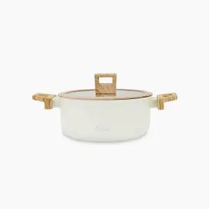 에지리 신혼부부 양수 냄비 나리히라 우드앤화이트 세라믹코팅 18cm