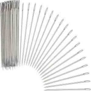 하핑턴 100개 재봉 바늘 0.06 x 3인치 스테인리스 스틸 빅 자수 실 비딩 가죽 장식 손 송곳 아트 크래프트