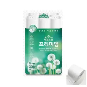 행운드림 천연펄프 프리미엄 3겹 30m 30롤 비데겸용 두루마리 휴지