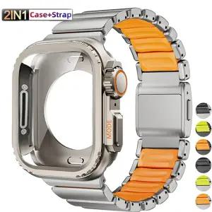호환   워치 밴드 울트라 3 2 1 49mm 46 45mm 44mm용 티타늄 스트랩메탈 케이스 아이워치 시리즈 11 10 9 8