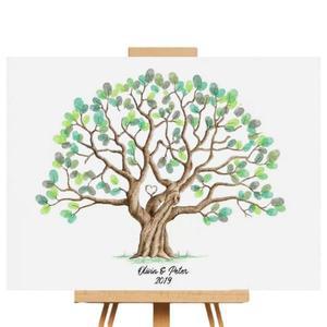 결혼식 방명록 대체 나무 졸업 지문 캔버스, 창의적인 DIY 로그인 책, 방수